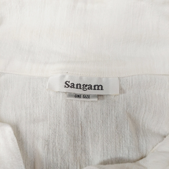 Sangham Ivory 3/4 Sleeve Button Down Cotton Shacket P2000 - Picture 9 of 12